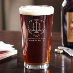 Liberty Scale Engraved Pint Glass - Gift for Judges
