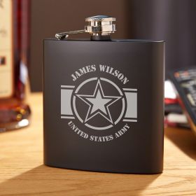 Army Strong Blackout Flask Engraved Military Gift