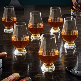 Quinton Engraved Glencairn Whiskey Taster Glasses Set of Six