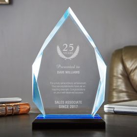 Small Blue Diamond Engraved Service Award