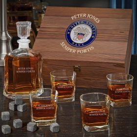 Gifts for Navy Veterans Personalized Argos Whiskey Decanter Set