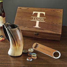 Ragnar Drinking Horn Mug Oakmont Engraved Box Set