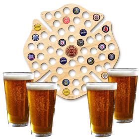 Custom Maltese Cross Beer Cap Map and Beer Glasses