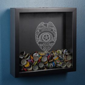 Police Badge Personalized Beer Cap Shadow Box
