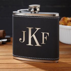 Radcliff Personalized Black Flask with Classic Monogram