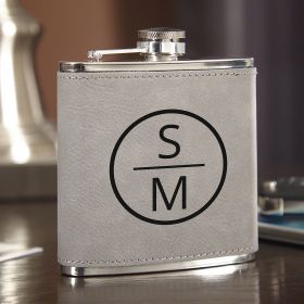 Emerson Personalized Slate Gray Hip Flask