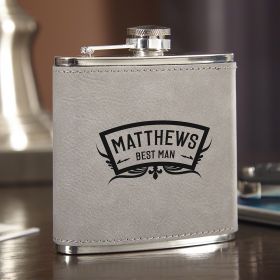 Wedding Party Personalized Slate Gray Hip Flask