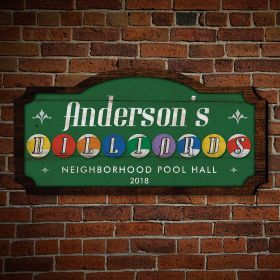 Personalized Pool Hall Wooden Sign