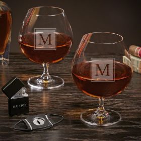 Block Monogram Engraved Grand Cognac Glasses Set