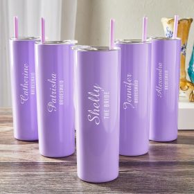 Bridal Party Gifts Set of 5 Purple Lassarre Personalized Tumblers