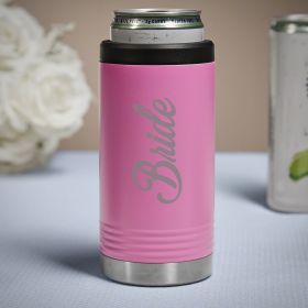 Bridal Party Pink Slim Can Cooler Bridesmaid Gift