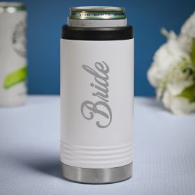 Bride White Slim Can Cooler Gift for Bride