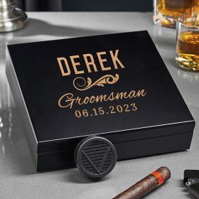 Classic Groomsman Custom Black Humidor Groomsman Gift
