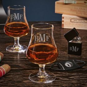Classic Monogram Etched Nosing Whiskey Taster Glasses