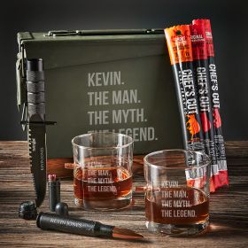 Custom Bullet Whiskey Gift Set in 30 Cal Ammo Can Man Myth Legend