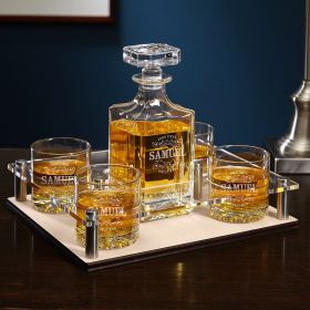 Engraved Presentation Decanter Set with Tray Woodward