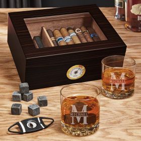 Oakmont Personalized Humidor Cigar Gift Set