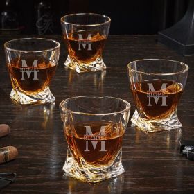 Oakmont Set of 4 Twist Personalized Whiskey Glasses
