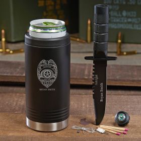 Police Badge Custom Black Can Cooler Police Gifts