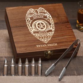 Police Gifts Engraved Bullet Whiskey Stones Police Badge