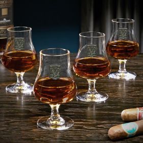 Regal Crest Custom Set of 4 Nosing Whiskey Tasting Glasses