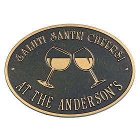 Salut! Sante! Cheers! Personalized Wine Outdoor Metal Plaque