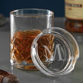 Single Initial Sterling Whiskey Glass with Custom Ashtray
