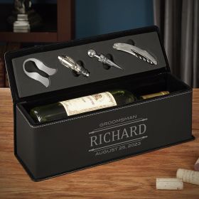 Stanford Engraved Leather Wine Gift Box