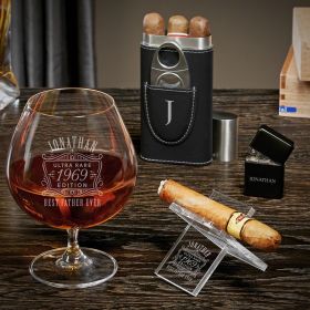 Ultra Rare Edition Engraved Grand Cognac Glass Gifts for Cigar Lovers