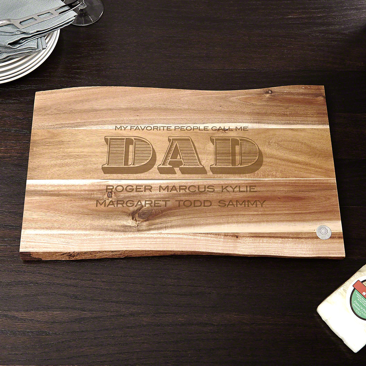 Dad of Distinction Personalized Hardwood Cutting Board Gift