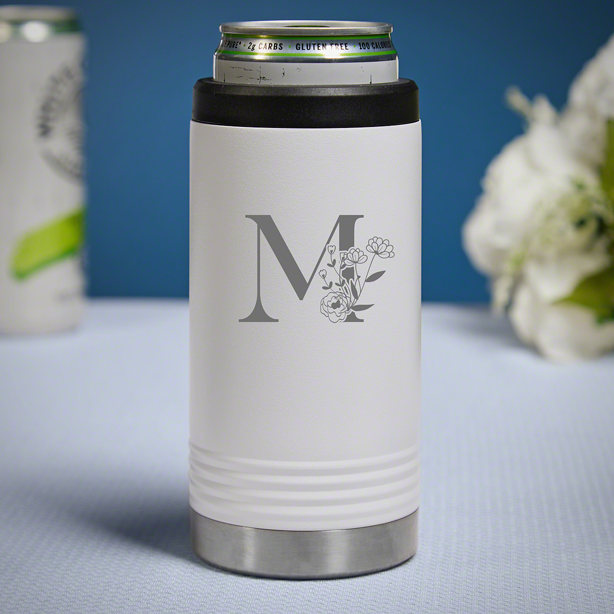 Engraved Bridesmaid Gift Idea White Can Cooler Jasmine