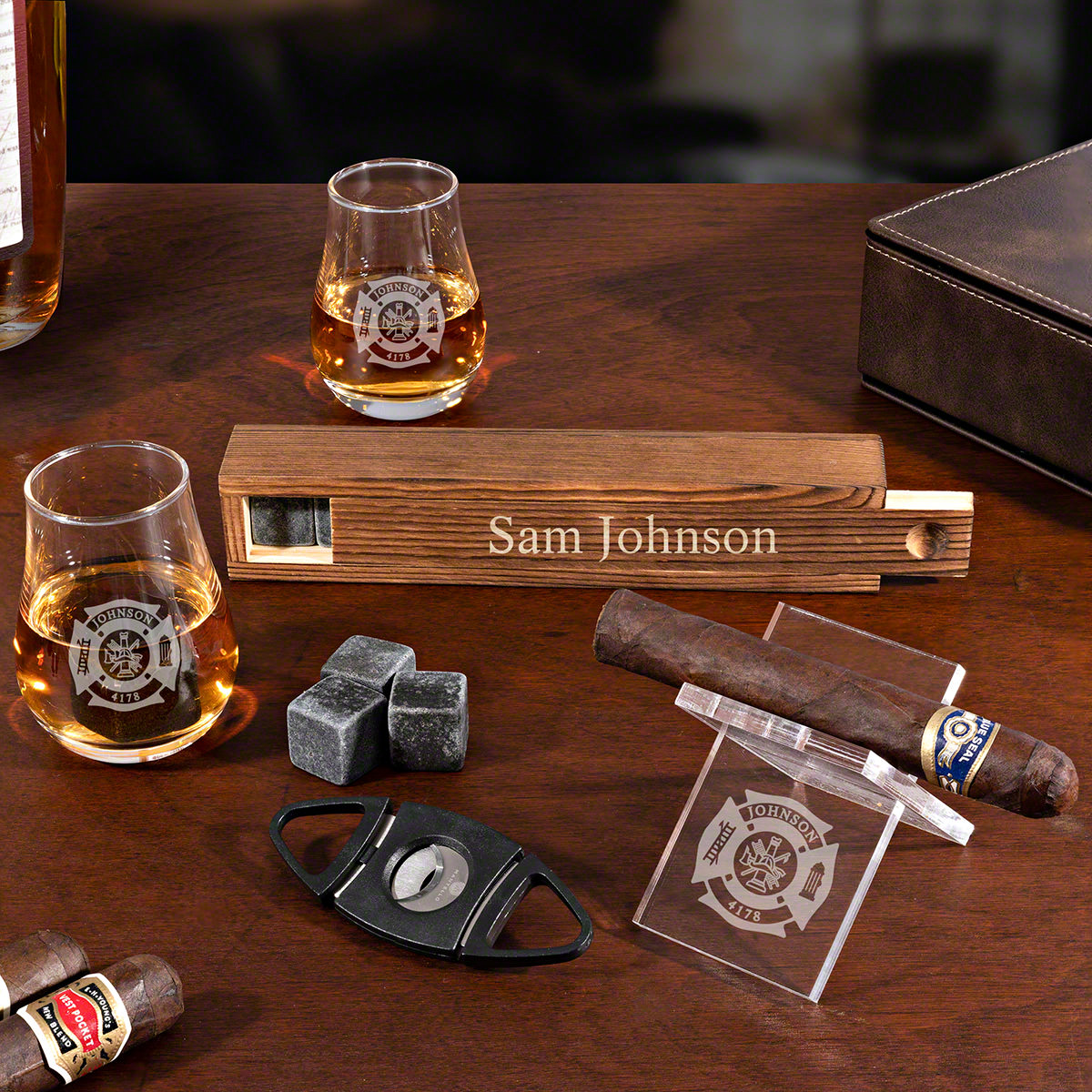 Fire and Rescue Custom Whiskey and Cigar Gifts for Firefighters