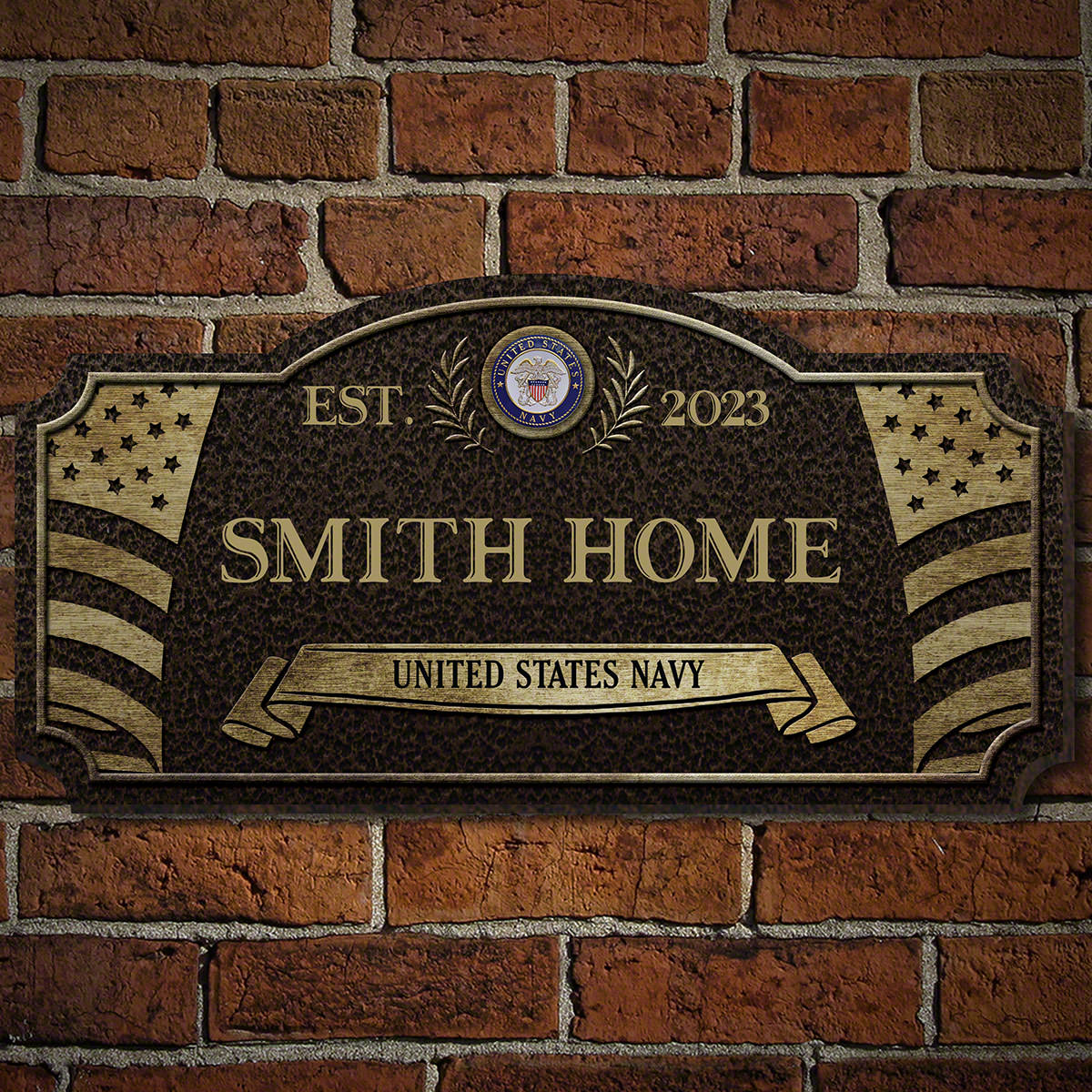 Home of the Free Custom Wood Navy Sign