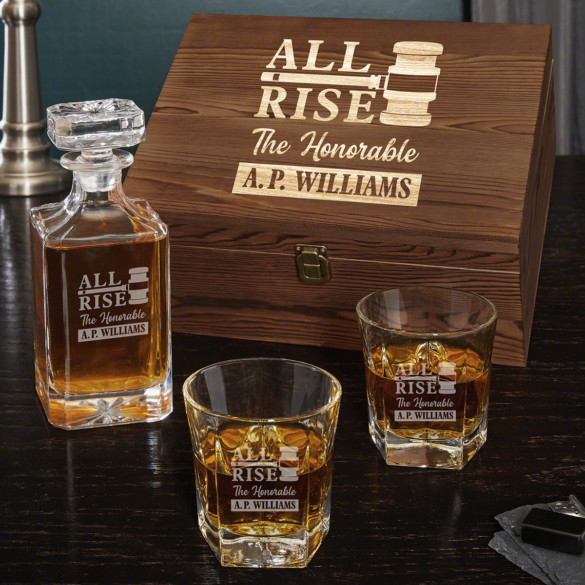 Judge Gifts Custom Whiskey Decanter Set All Rise