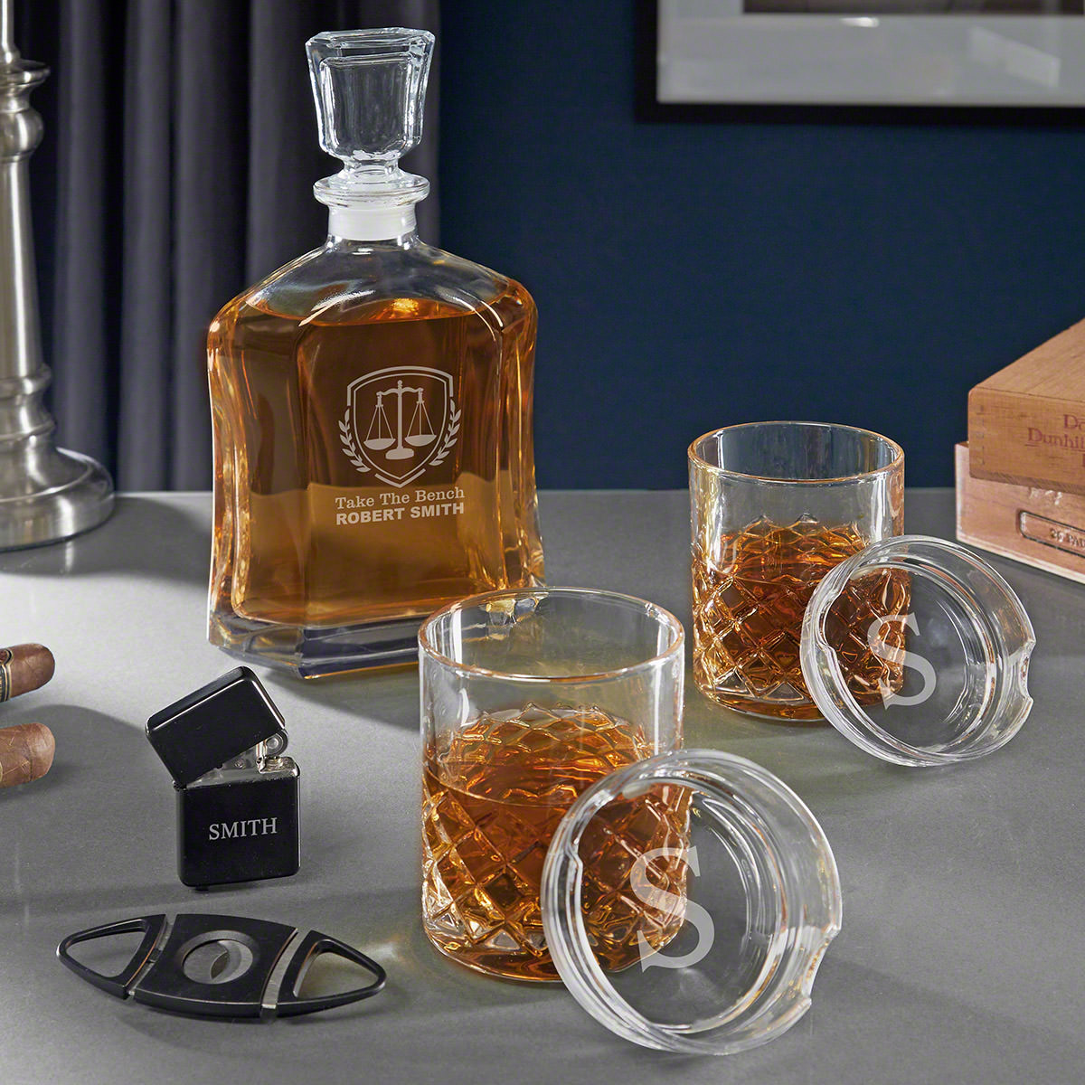 Liberty Scales Engraved Argos Whiskey Set of Lawyer Gifts