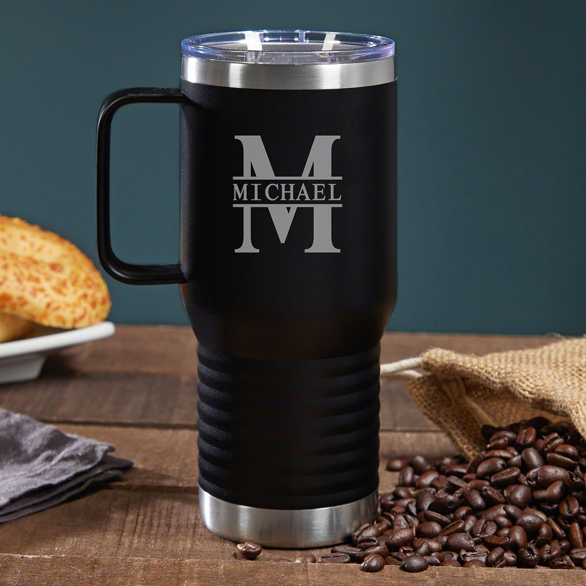 Oakmont Personalized Travel Mug with Handle