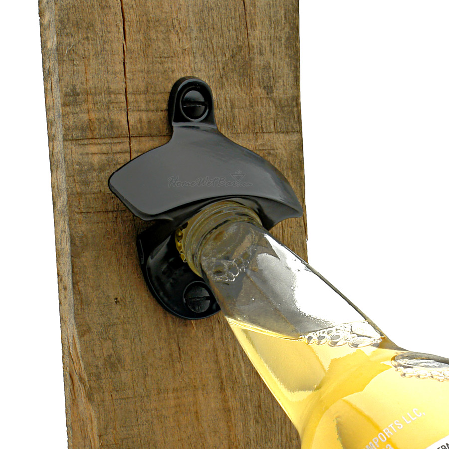 Black Cast Iron Wall Mounted Bottle Opener
