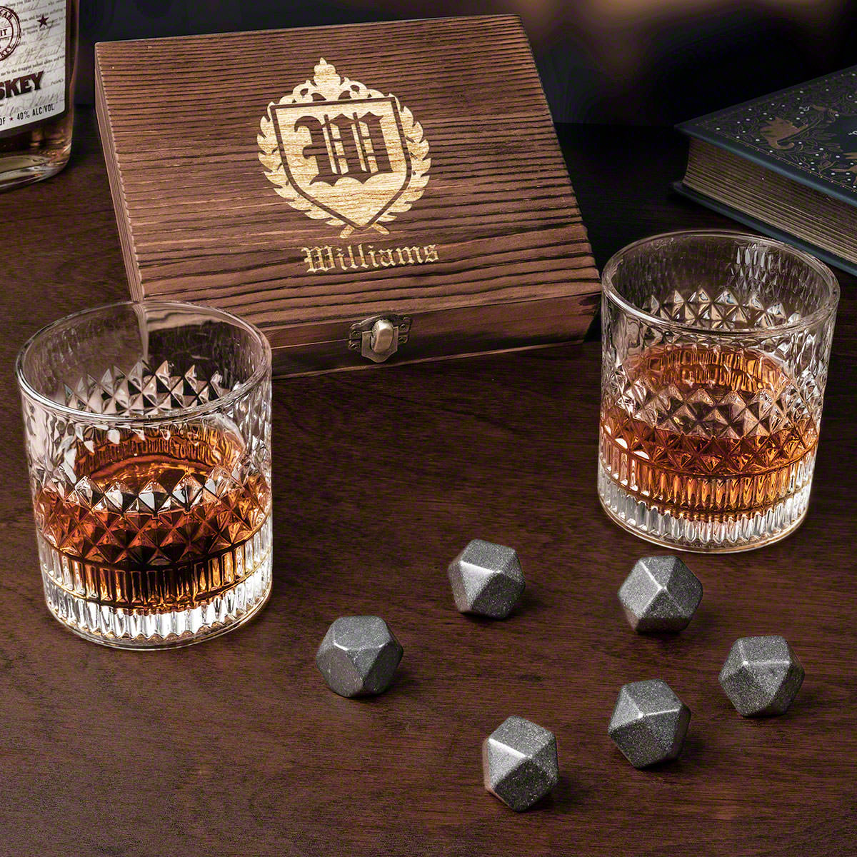 Truman Personalized Whiskey Gifts with Oxford Black Onyx Stones