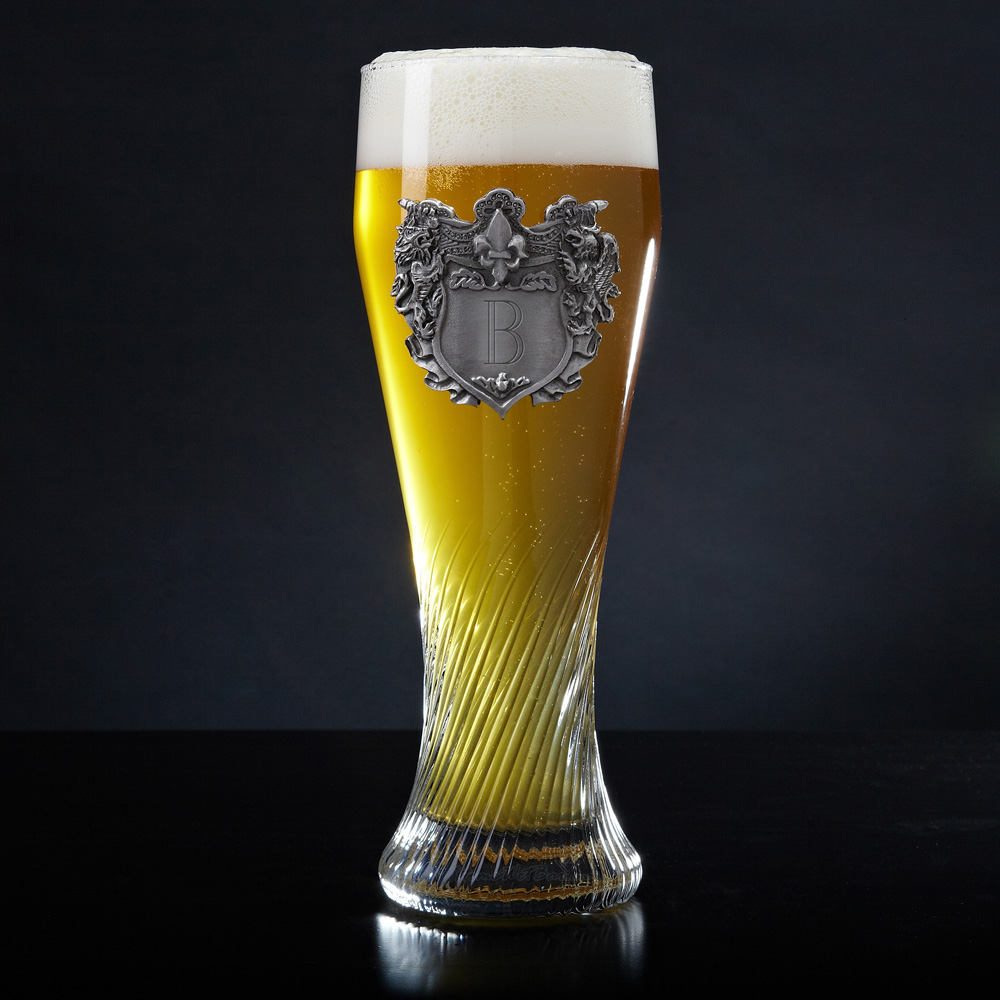 German Swirling Pilsner Glass with Personalized Crest
