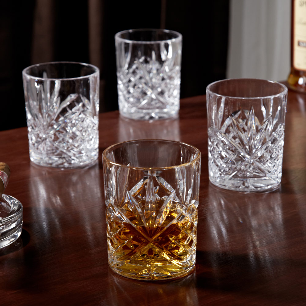 Tumblers for Drinking Irish Whisky Large Lead-Free Crystal Glass Premium Crystal Whiskey Glasses Set of 6 Old Fashioned Glass Bourbon Tequila Ice Cube, 9.6 oz Tasting Cups Scotch Glasses 
