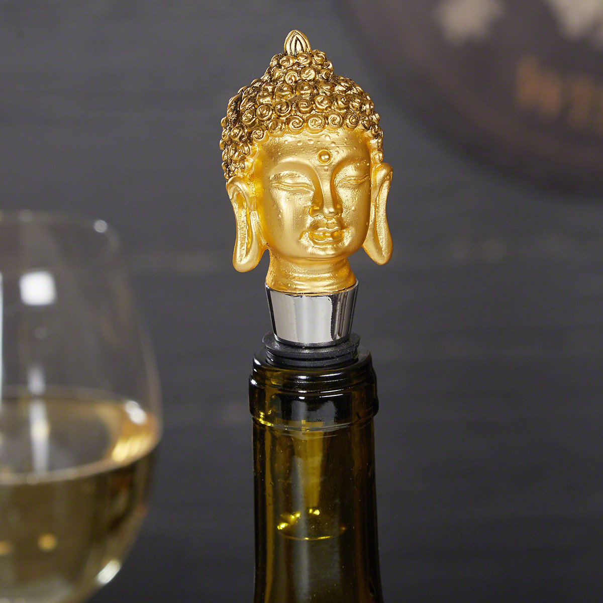 Buddha Head Gold Wine Stopper